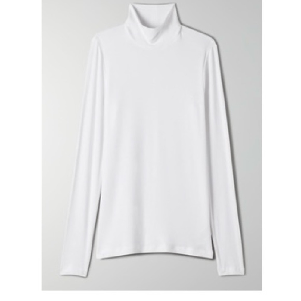 Babaton turtleneck long sleeve tee in white, size M